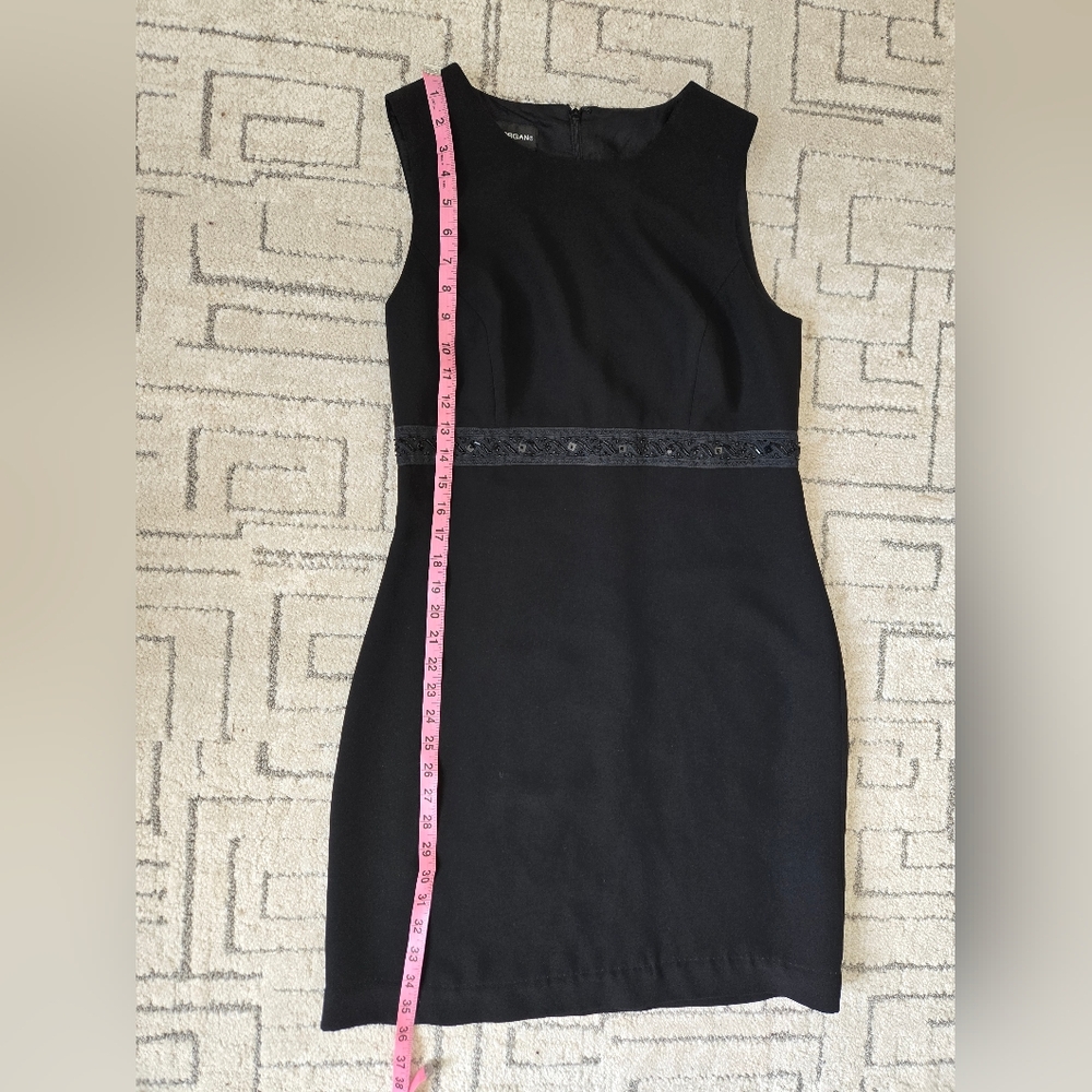 Donna Morgan Black Midi Dress with Beaded Lace Detail - Picture 6 of 6